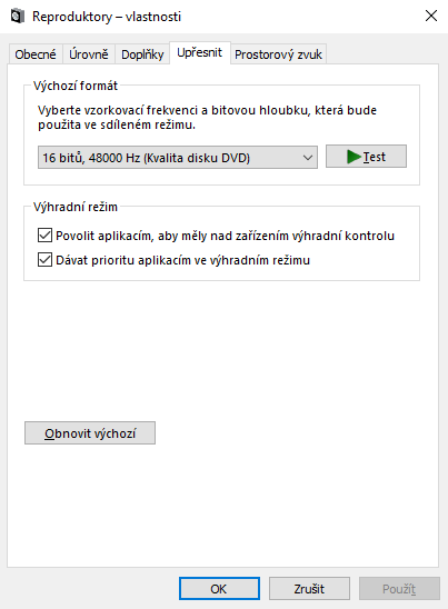 Windows Sound Settings -- Advanced