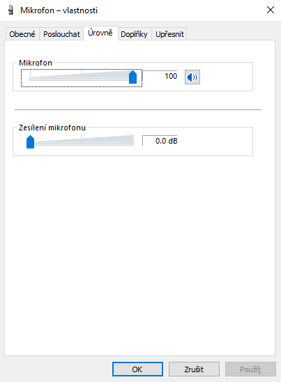 Windows Sound Settings -- Levels